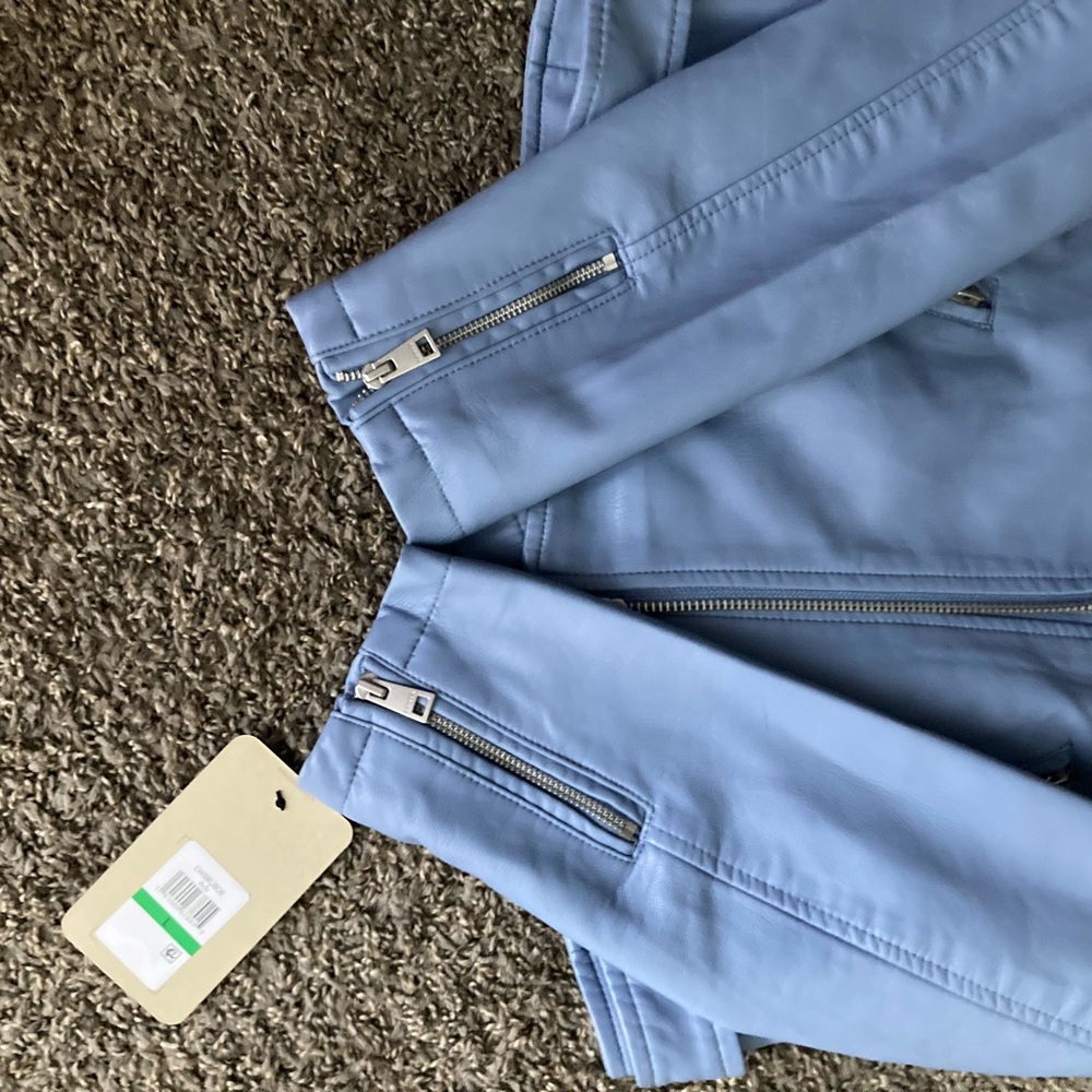 Levi’s Light Blue Faux Leather Moto Jacket – Size L – NWT - Picture 5 of 12